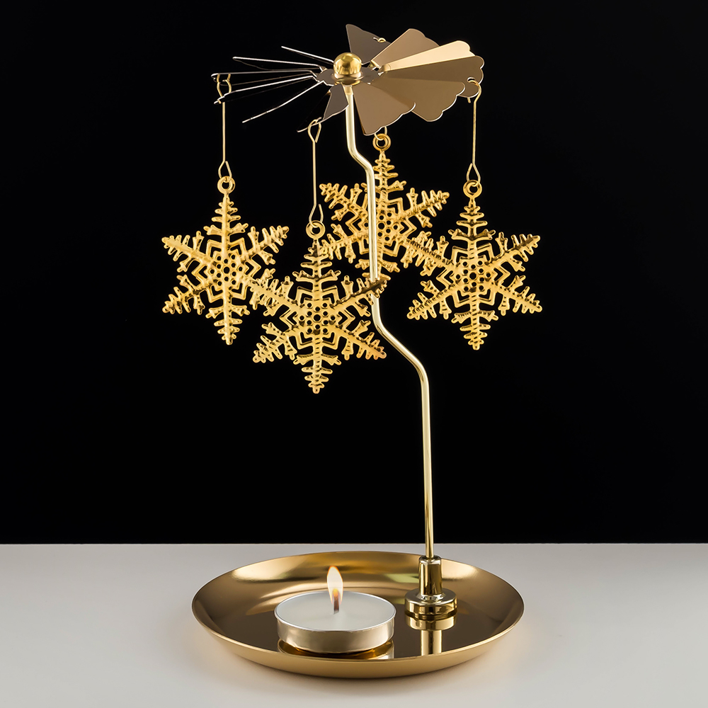M-YW-062140 (40)  Подсвечник "Снежинки" вращающийся от свечи, 24K Gold Color Plated, 10х10