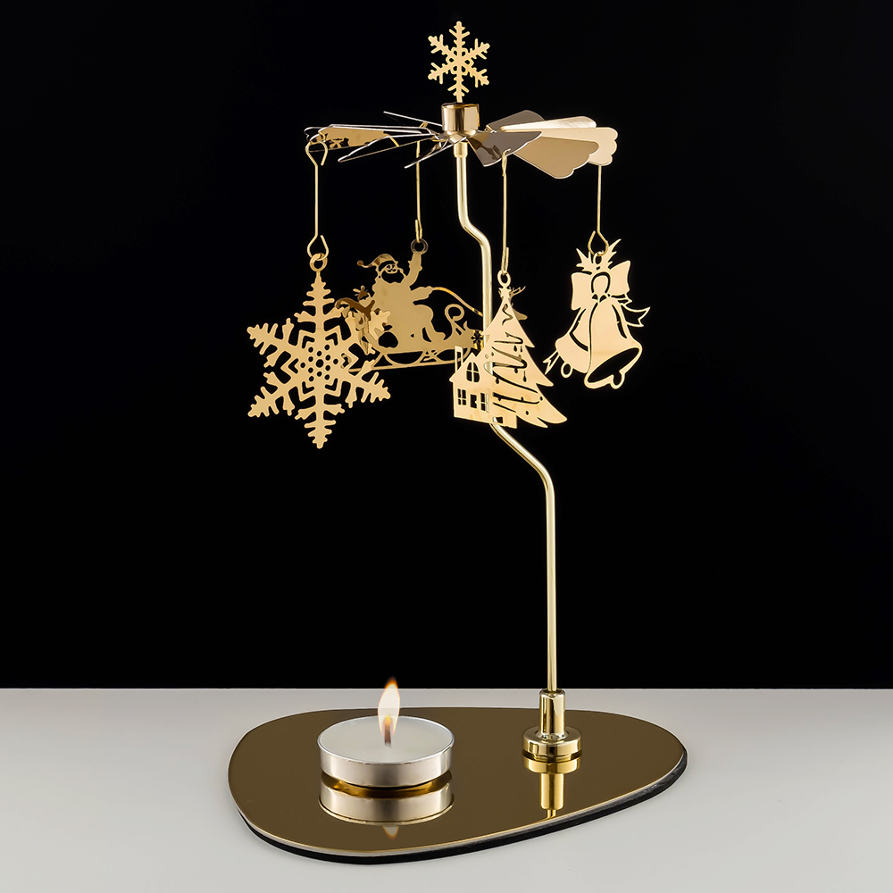 M-YW-062157 (40)  Подсвечник "Новогодний" вращающийся от свечи, 24K Gold Color Plated, 12х