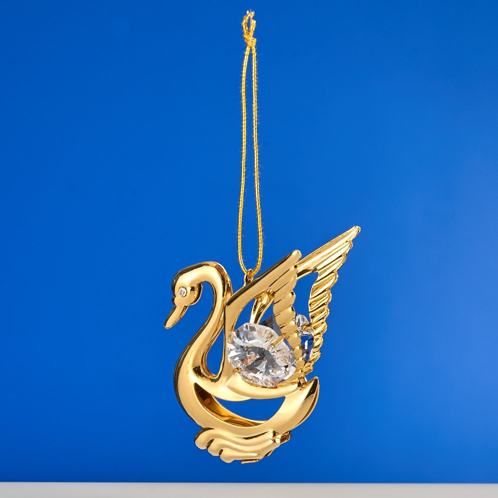 U-3551/G - 4*1*5см Лебедь малый подвесной с 2 хрусталиками