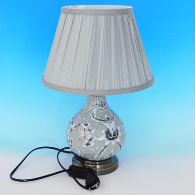 NI-02101 (6) Электрическая лампа с абажуром, серая, керамика D=28 см, H=40 см 