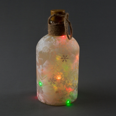 R-71706 (24) Стеклянная бутылка со светодиодной подсветкой (мульти)  10*22см