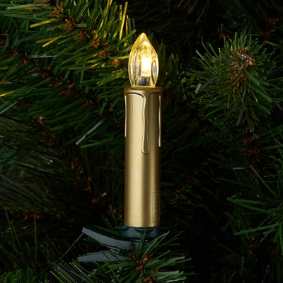 M-YW-62231 (20наб) Набор из 10 пластиковых свечей LED и пультом ДУ, золотого цвета на прищепке10*2см