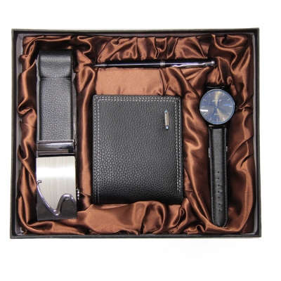DJ-9738 Набор для мужчин из 4 предметов: ремень, портмоне, ручка, часы
