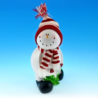 LR-1546 (12) 14*8*32см. Снеговик из полистоуна в шарфе и шапке, 2 вида